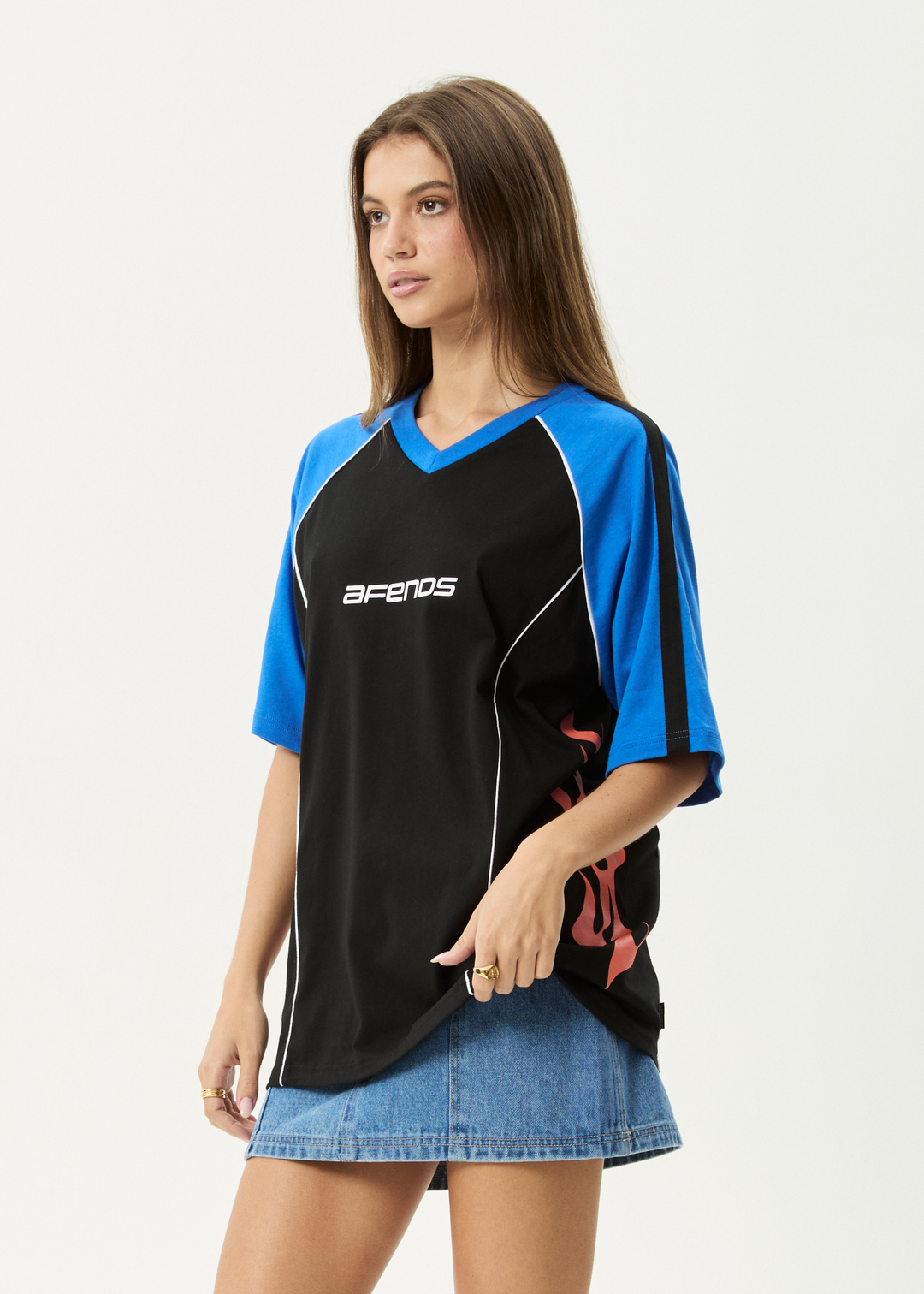 AFENDS Womens Fire Play - Oversized Tee - Black