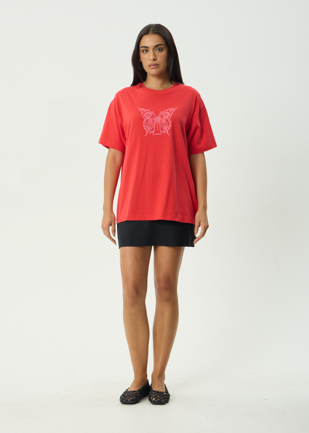 AFENDS Womens Fly Away - Oversized Tee - Tomato
