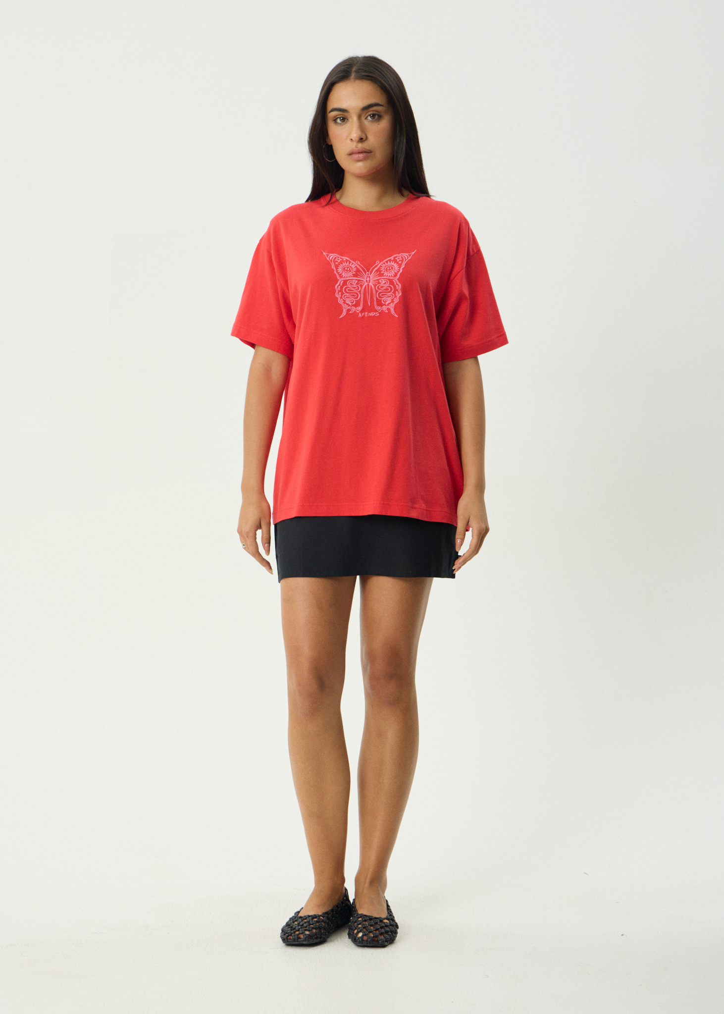 AFENDS Womens Fly Away - Oversized Tee - Tomato