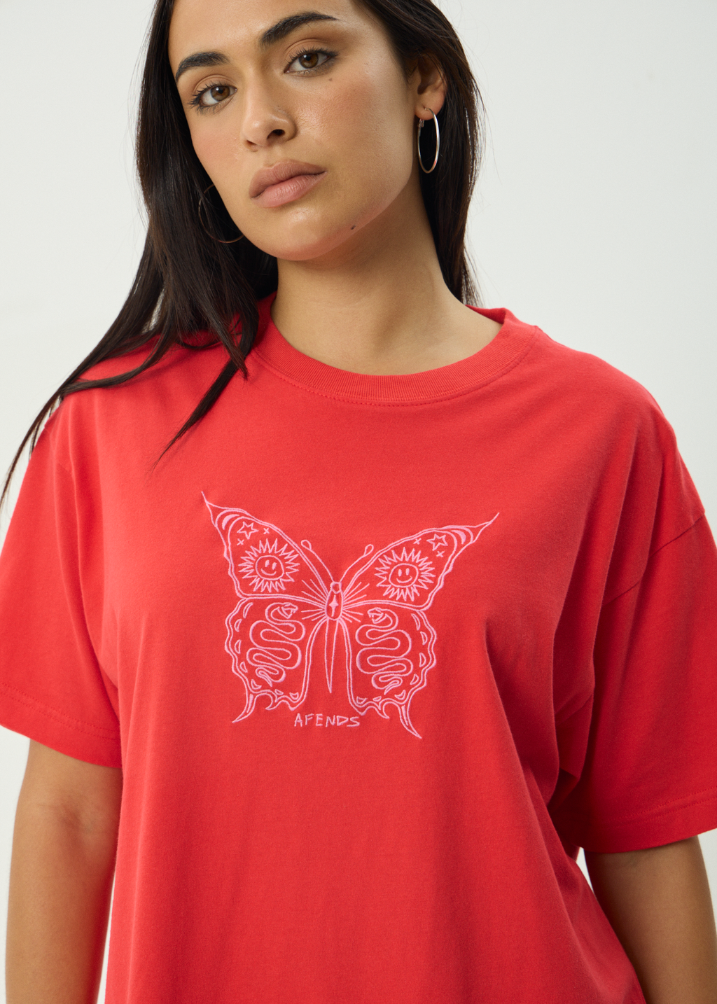 AFENDS Womens Fly Away - Oversized Tee - Tomato