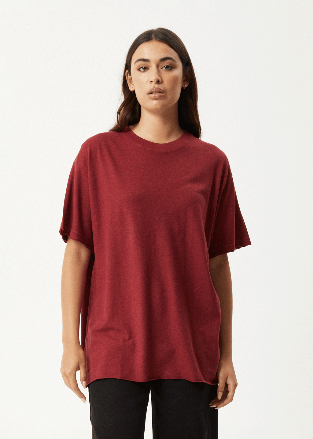 AFENDS Womens Slay - Oversized Tee - Burgundy