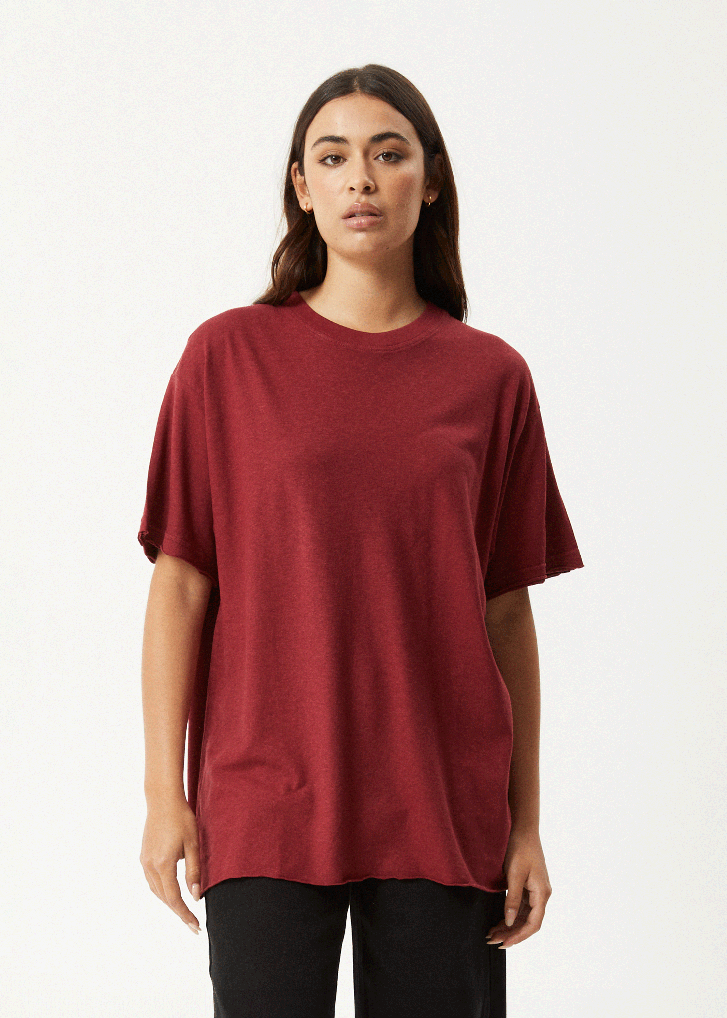 AFENDS Womens Slay - Oversized Tee - Burgundy