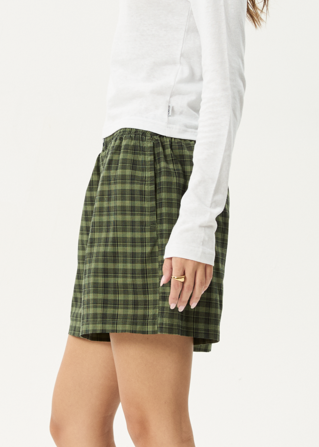 AFENDS Womens Ghost - Boxer Short - Oil Green