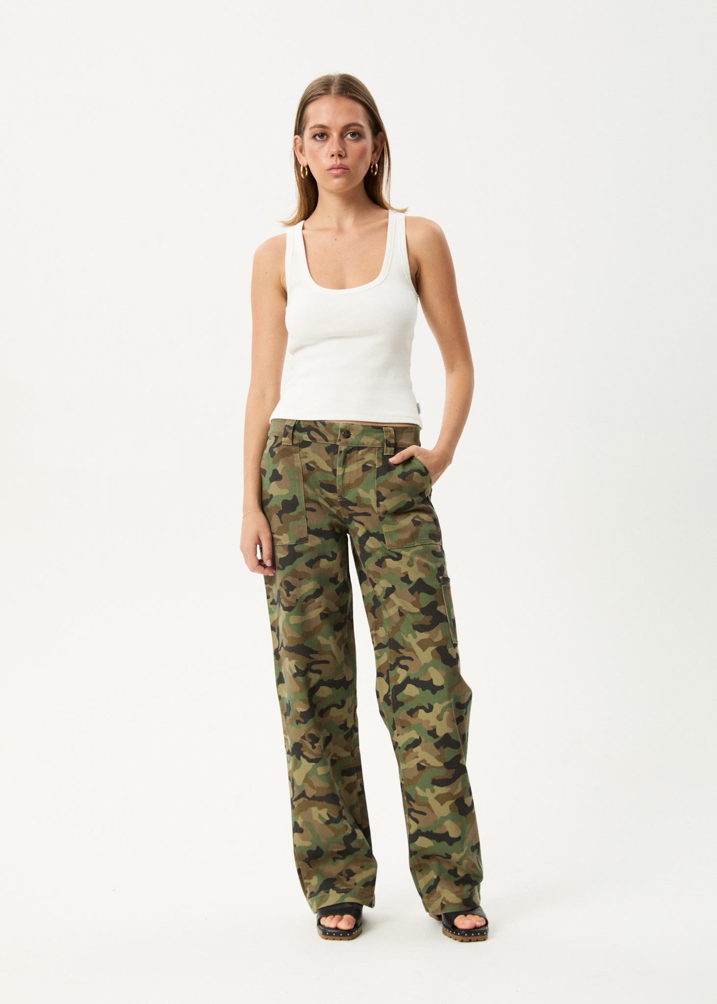 AFENDS Womens Hidden Lexi - Low Rise Workwear Pant - Hidden