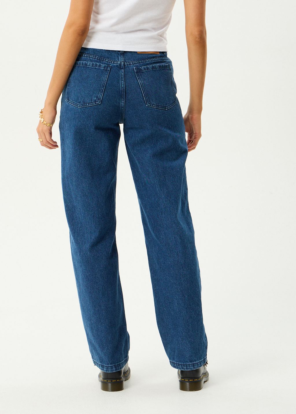 AFENDS Womens Leila - Straight Leg Jean - Authentic Blue