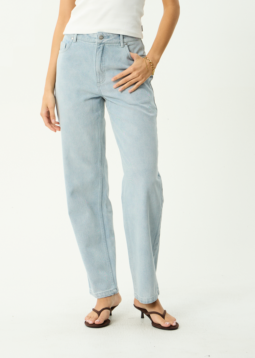 AFENDS Womens Leila - Straight Leg Jeans - Stone Blue