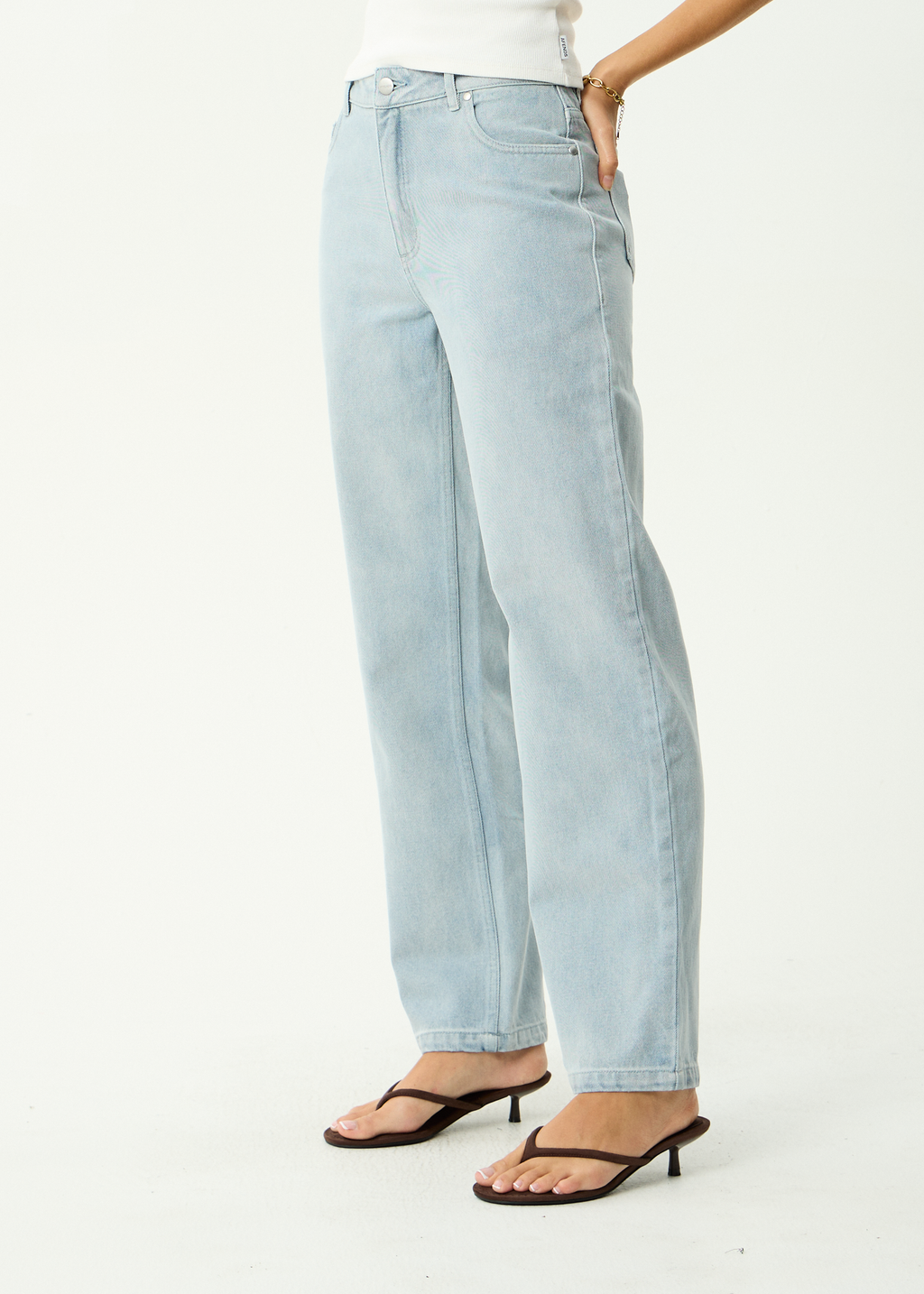 AFENDS Womens Leila - Straight Leg Jeans - Stone Blue