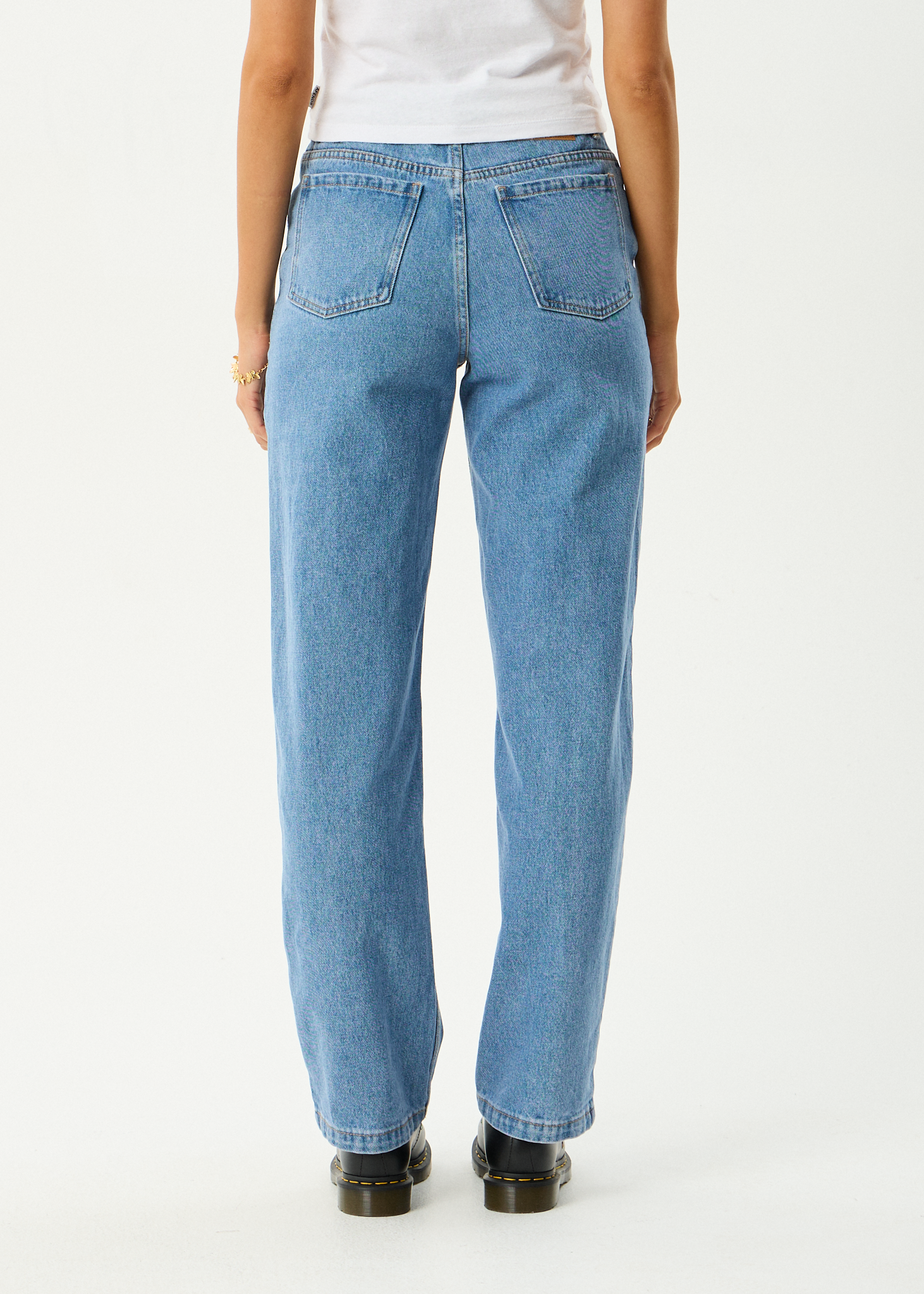 AFENDS Womens Leila - Straight Leg Jean - Worn Blue