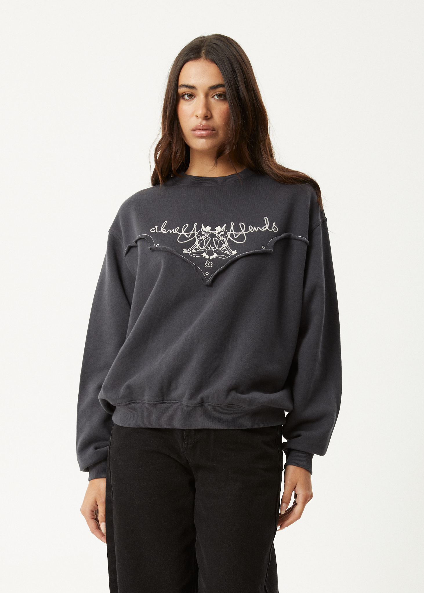 AFENDS Womens Karlee - Crew Neck Jumper - Charcoal