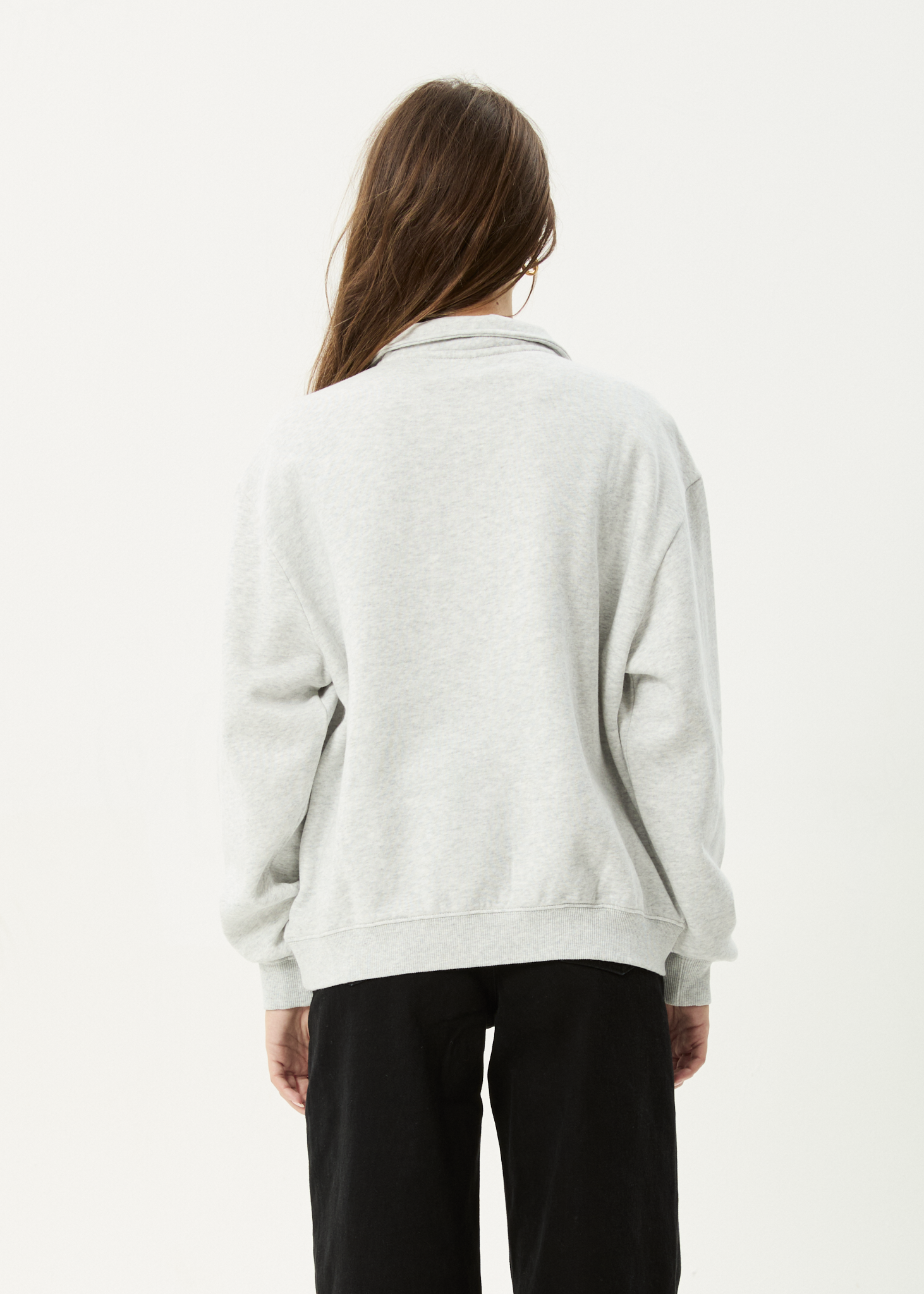AFENDS Womens Carter - Quarter Zip Jumper - Grey Marle