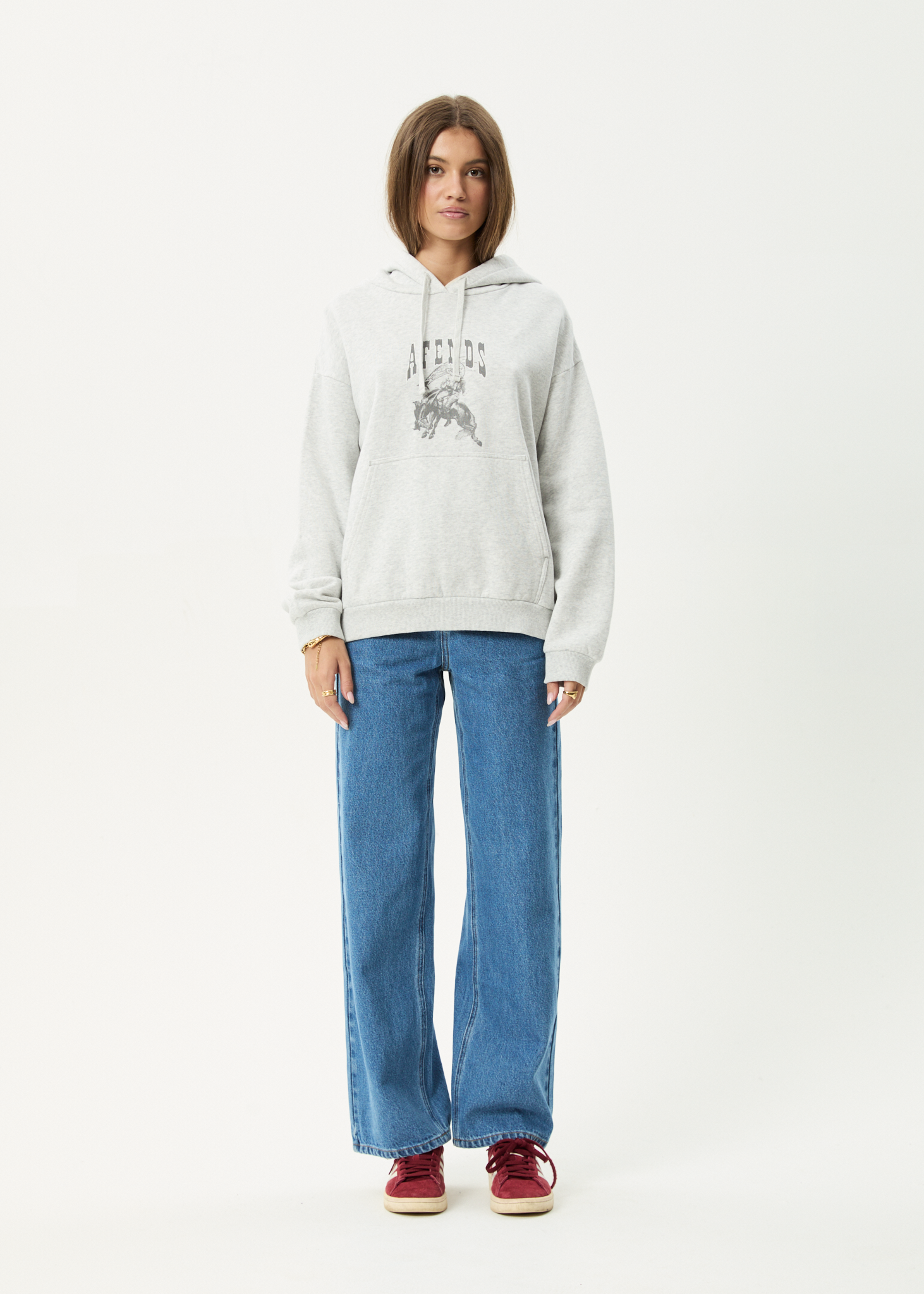 AFENDS Womens Cosmic Cow - Hoodie - Grey Marle