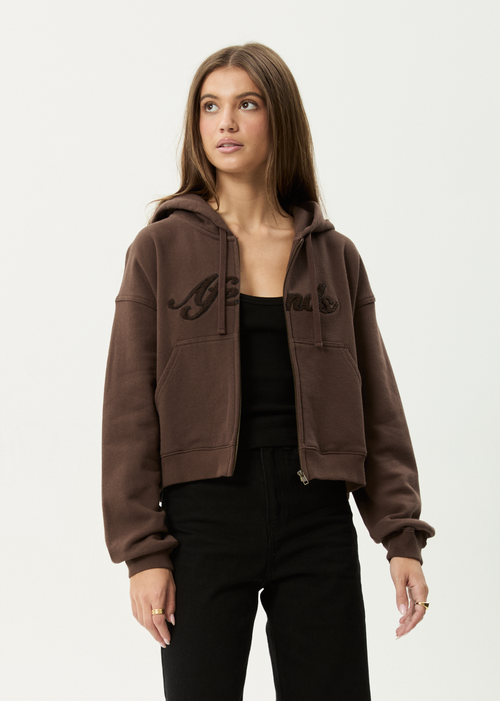 AFENDS Womens Kourt - Zip Hood - Coffee