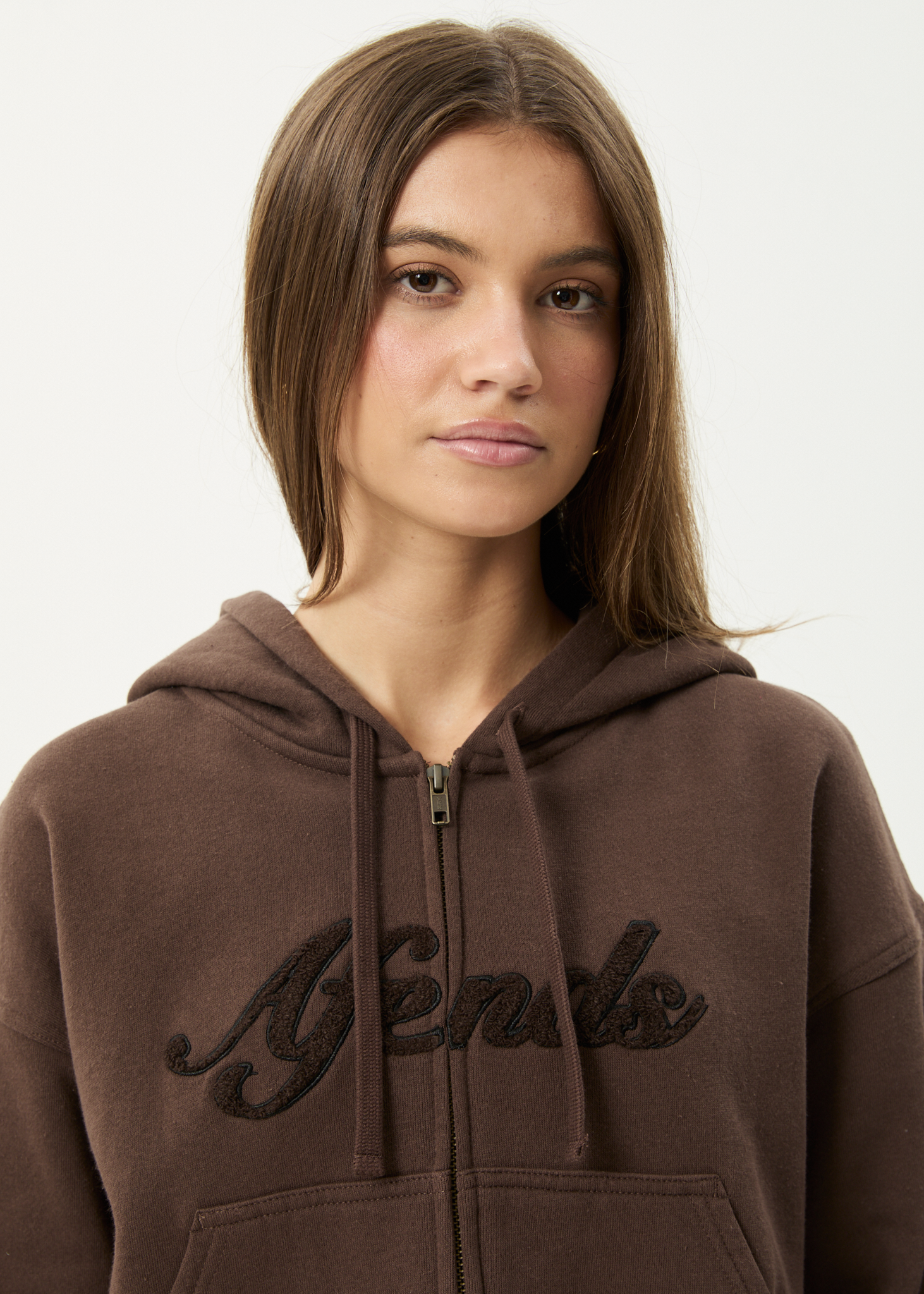 AFENDS Womens Kourt - Zip Hood - Coffee