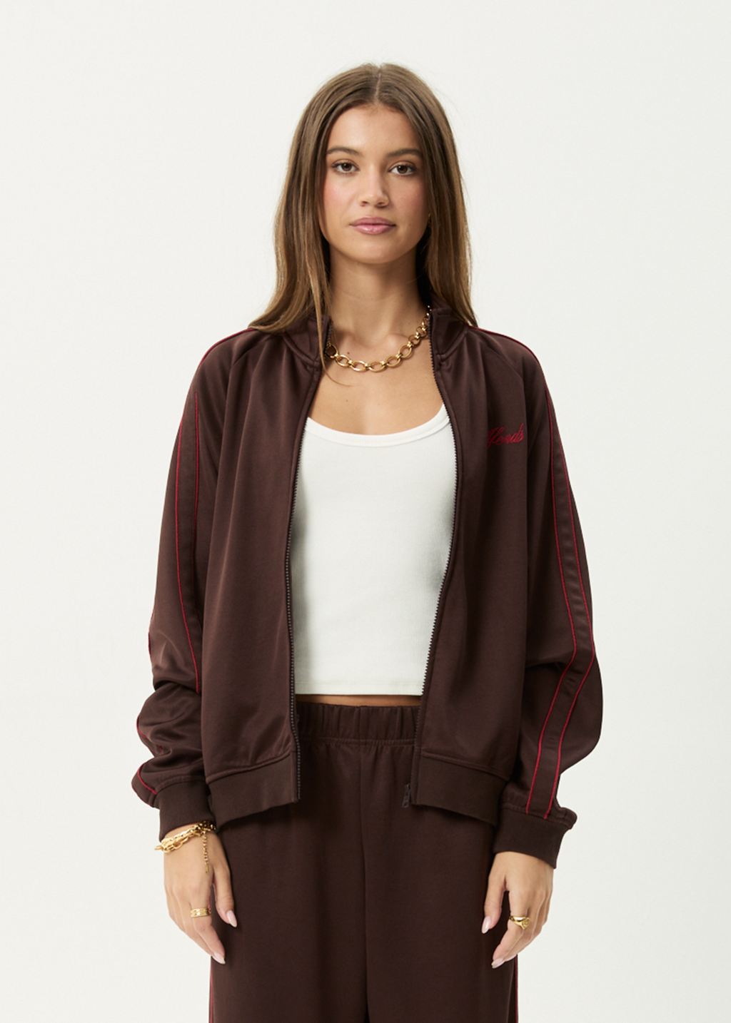 AFENDS Womens Avenue - Track Jacket - Coffee