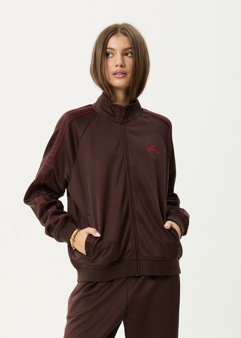 AFENDS Womens Avenue - Track Jacket - Coffee