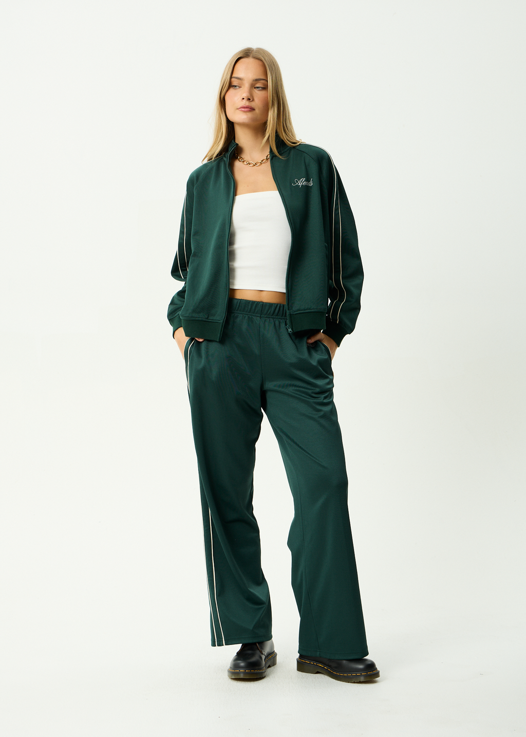 AFENDS Womens Avenue - Track Jacket - Pine