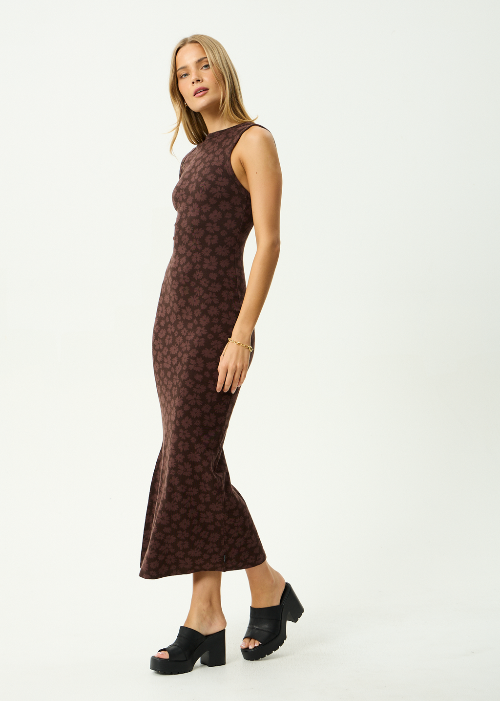 AFENDS Womens Astoria - Maxi Dress - Chocolate