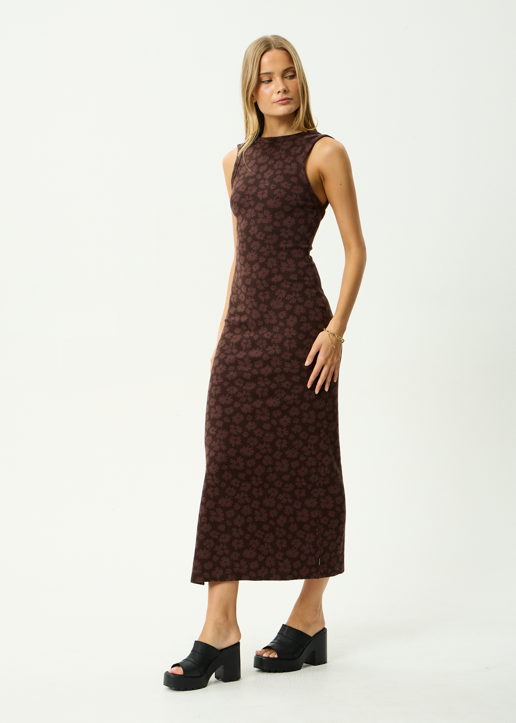 AFENDS Womens Astoria - Maxi Dress - Chocolate