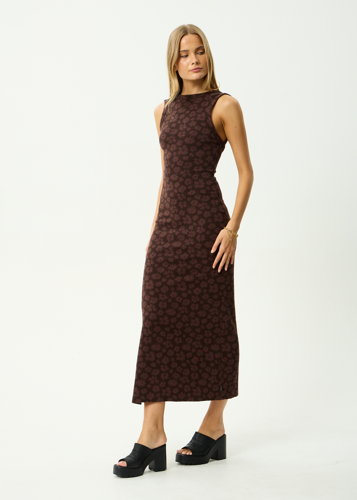 AFENDS Womens Astoria - Maxi Dress - Chocolate