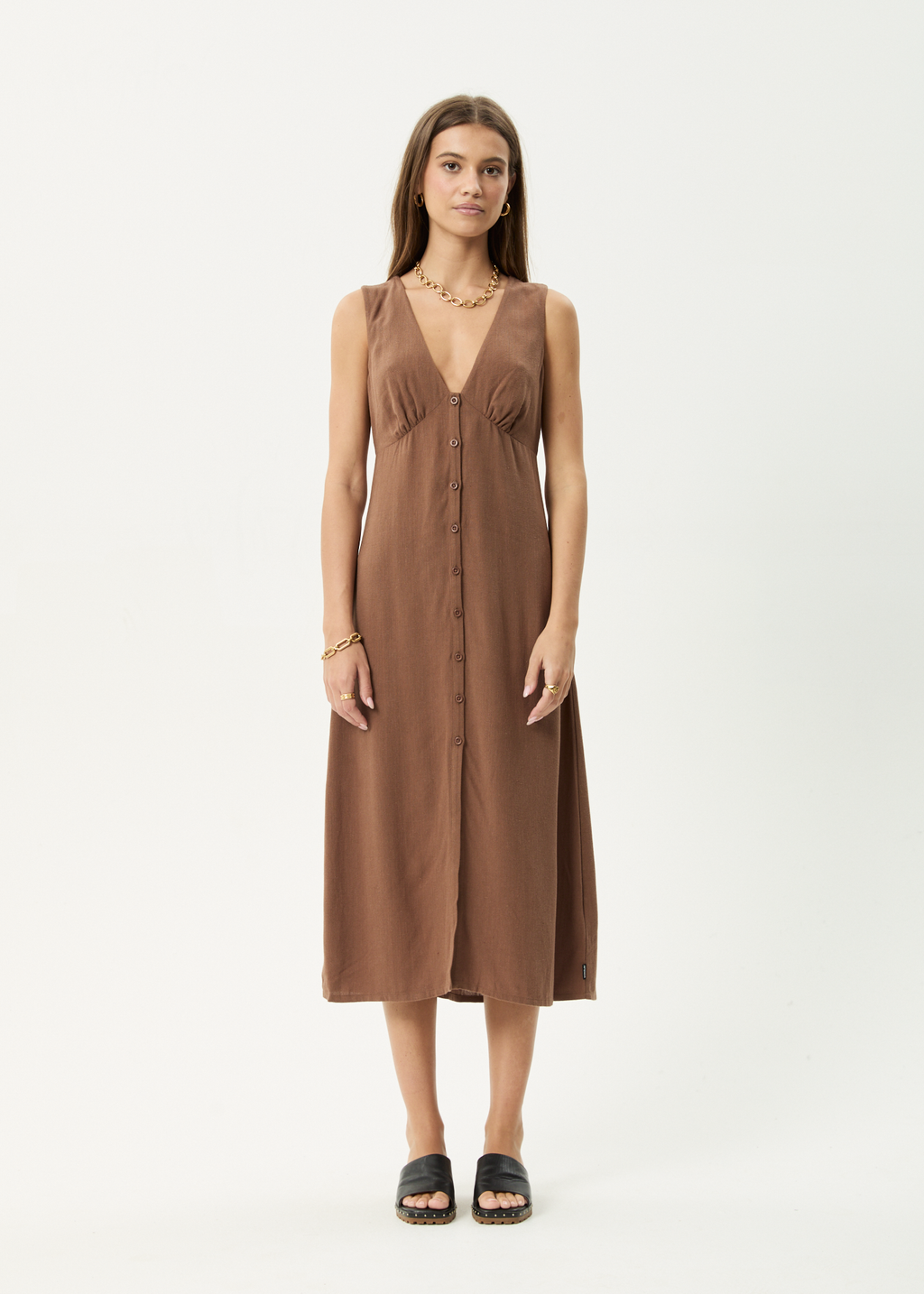 AFENDS Womens Hartley - Maxi Dress - Cinnamon