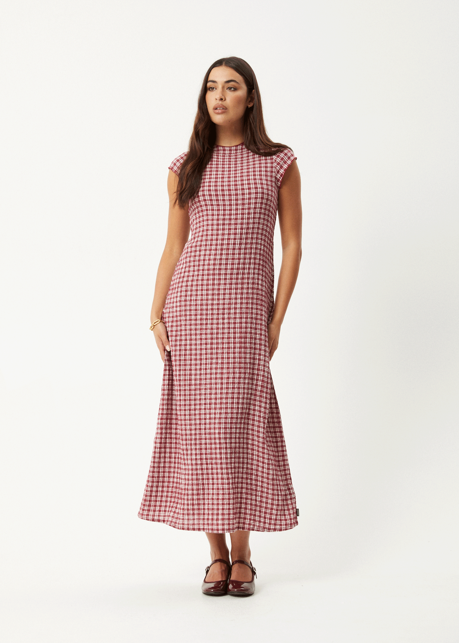 AFENDS Womens Base - Seersucker Midi Dress