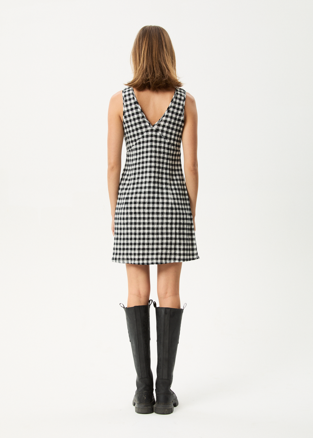 AFENDS Womens Rowan - Seersucker Mini Dress - Black / White