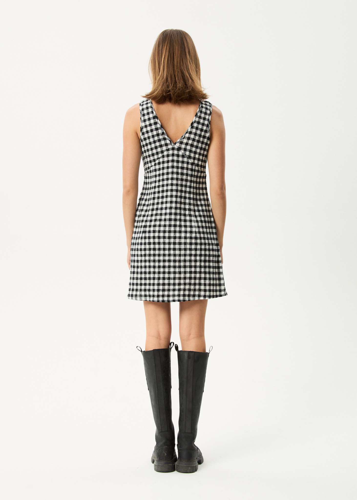 AFENDS Womens Rowan - Seersucker Mini Dress - Black / White
