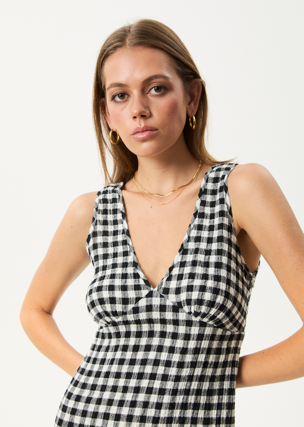 AFENDS Womens Rowan - Seersucker Mini Dress - Black / White