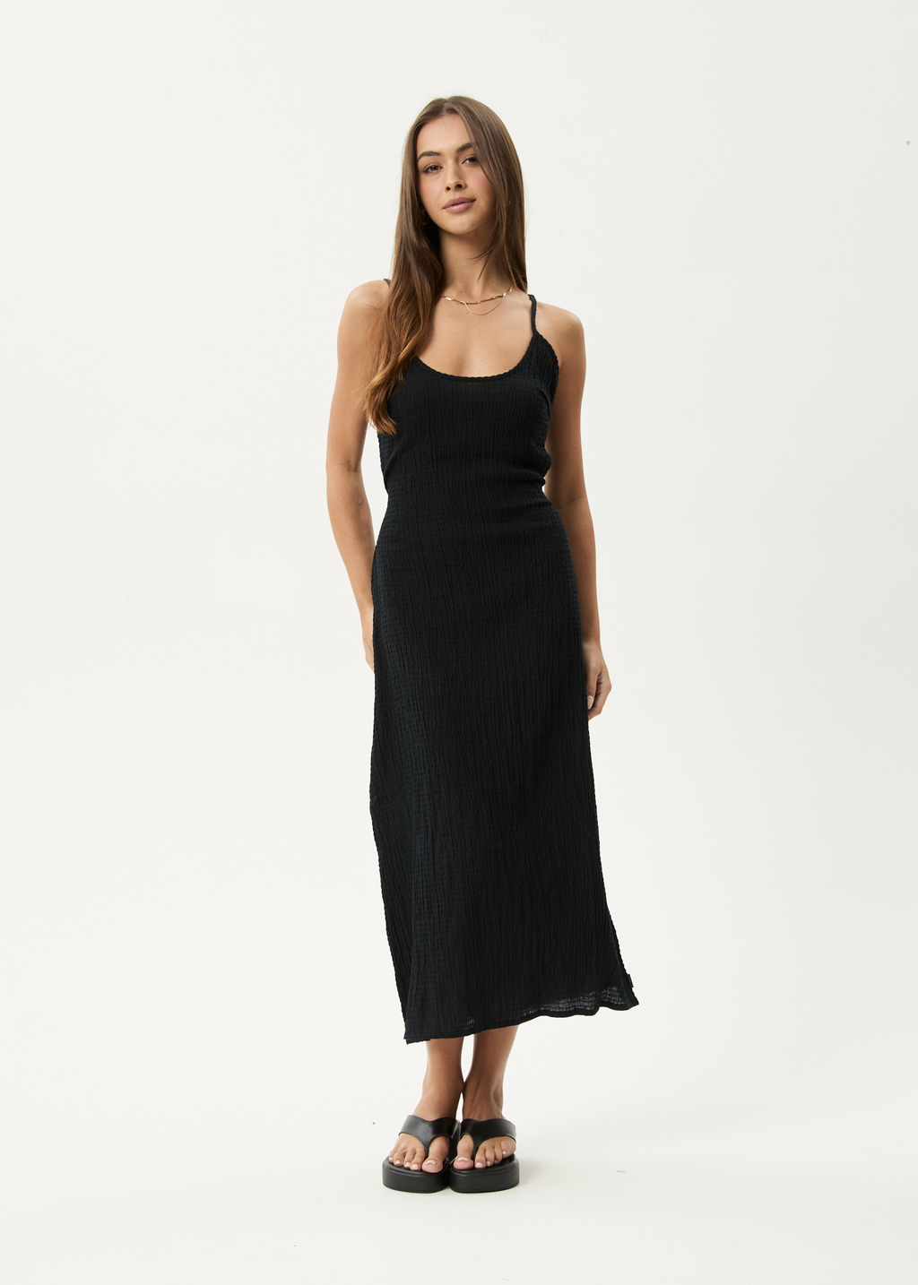AFENDS Womens Rumi - Seersucker Midi Dress