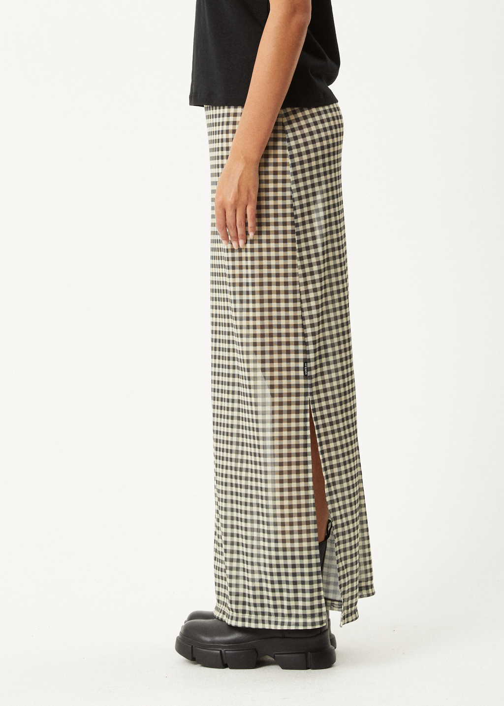 AFENDS Womens Gambet - Sheer Maxi Skirt - Black / Sand