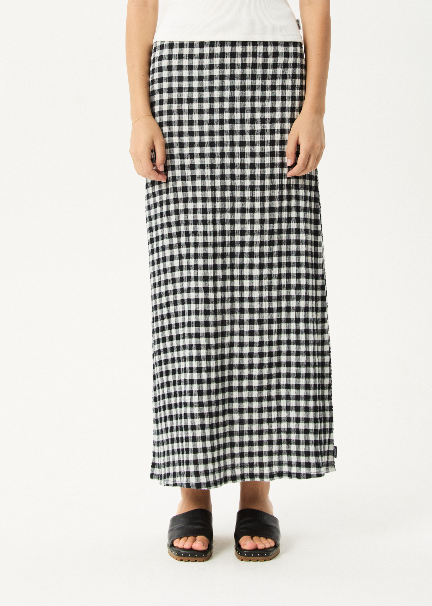 AFENDS Womens Rowan - Seersucker Maxi Skirt - Black / White