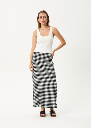 AFENDS Womens Lita - Seersucker Maxi Skirt - Rowan Black / White