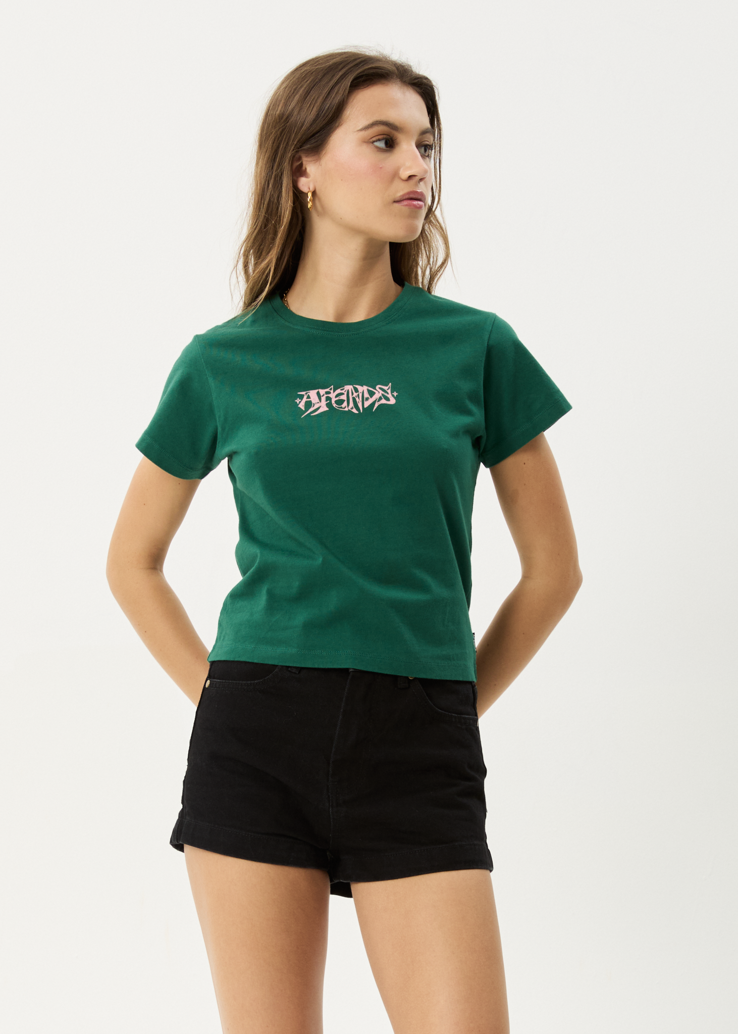 AFENDS Womens Shield - Baby Tee - Hunter Green