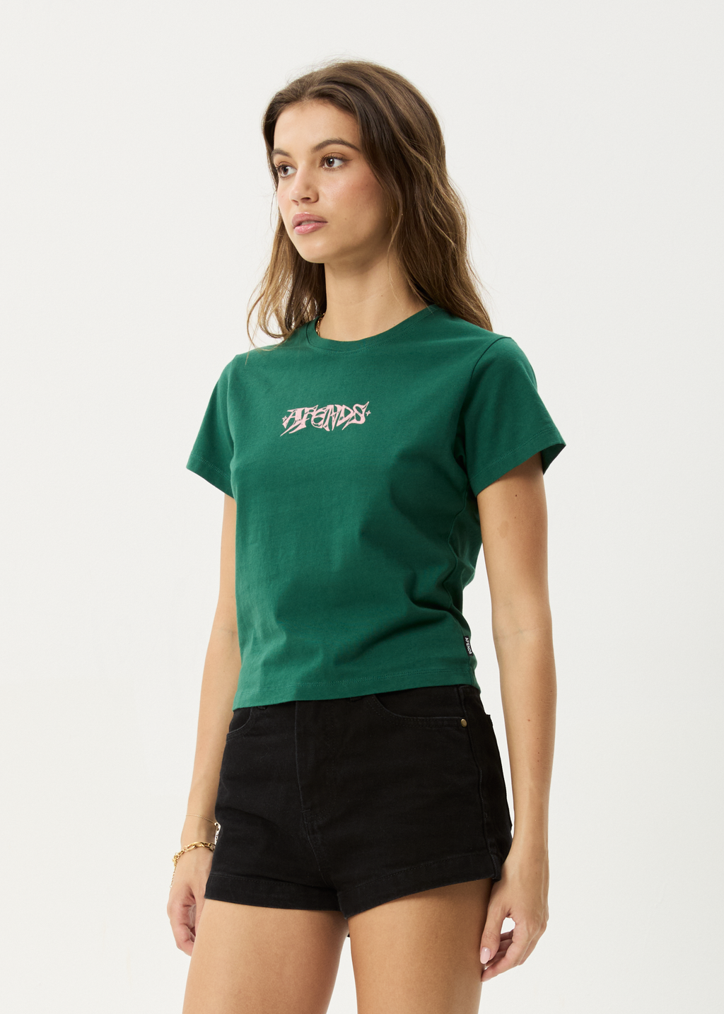 AFENDS Womens Shield - Baby Tee - Hunter Green