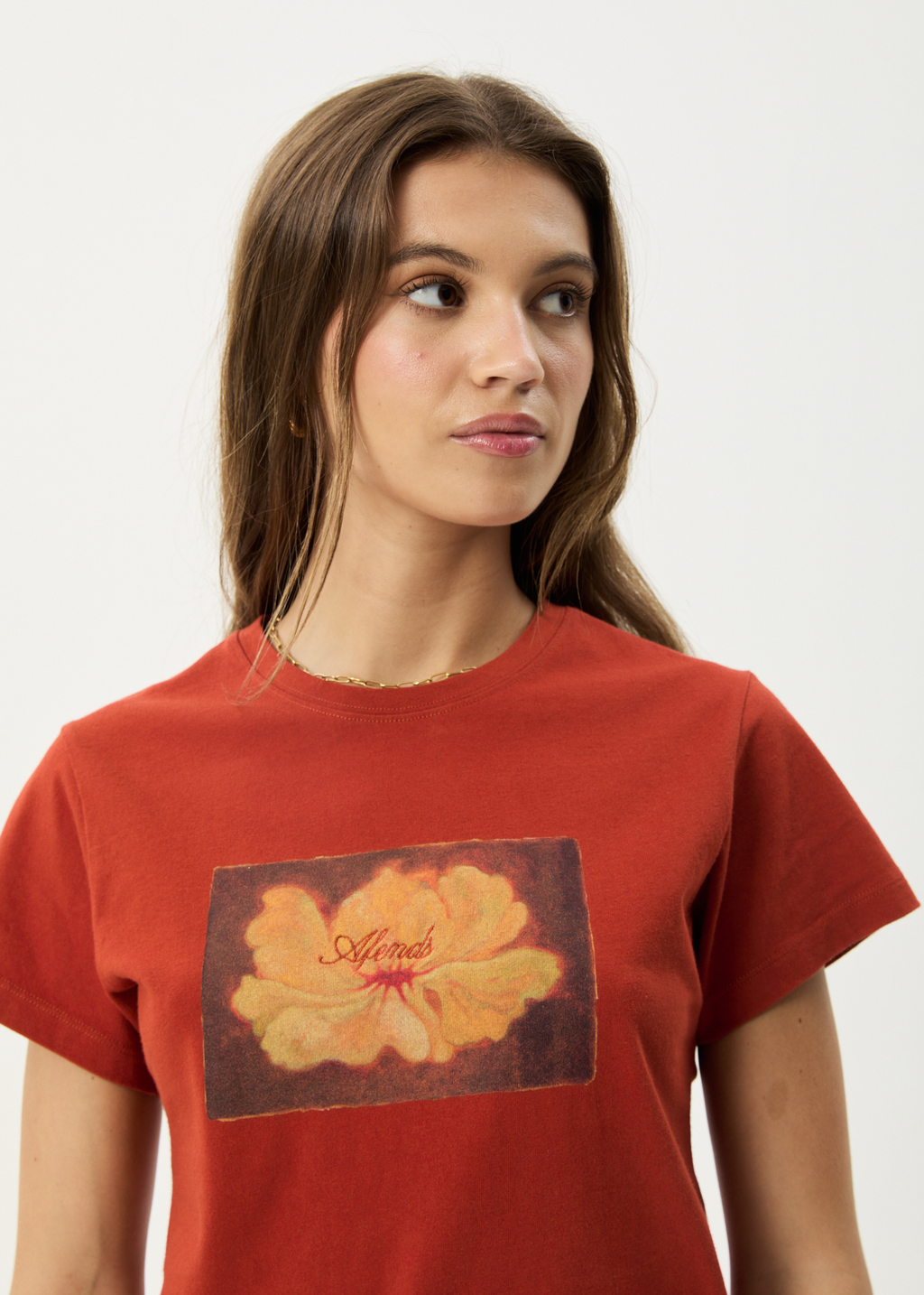 AFENDS Womens Dark Heaven - Baby Tee - Red Rum