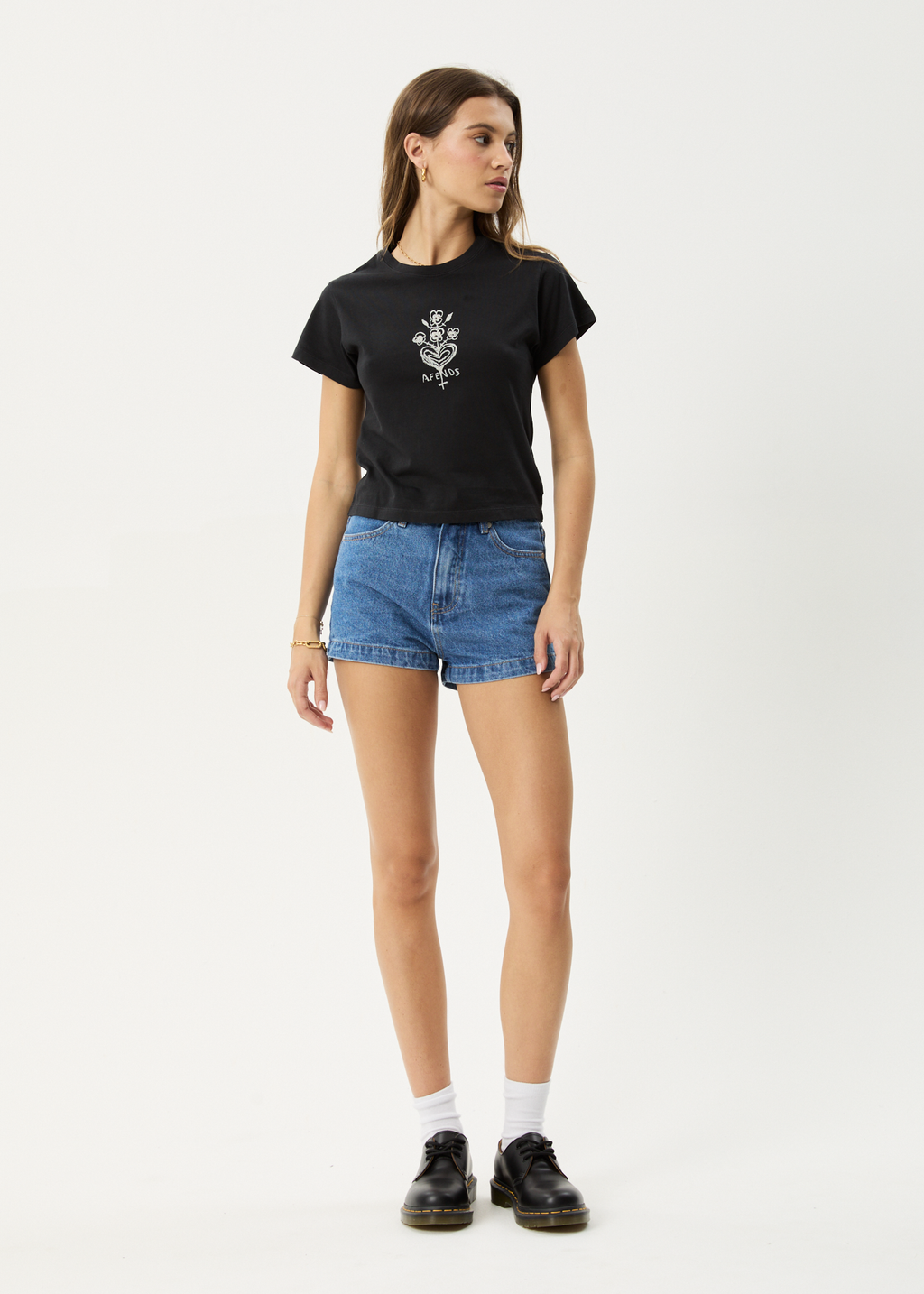 AFENDS Womens Maisie - Baby Tee - Stone Black