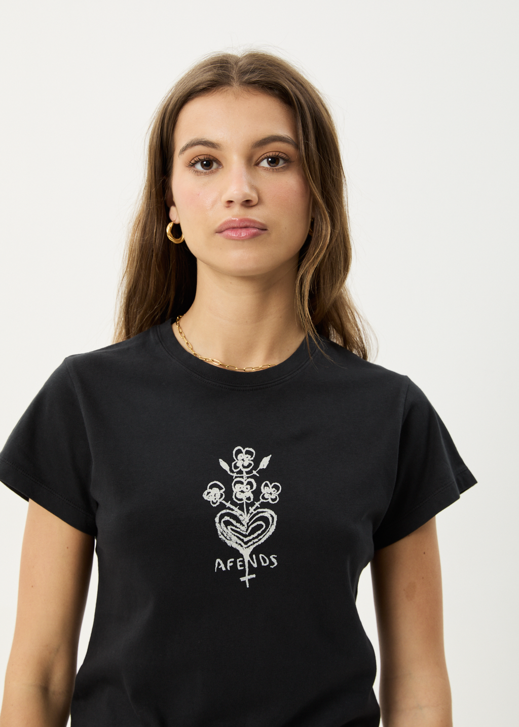AFENDS Womens Maisie - Baby Tee - Stone Black
