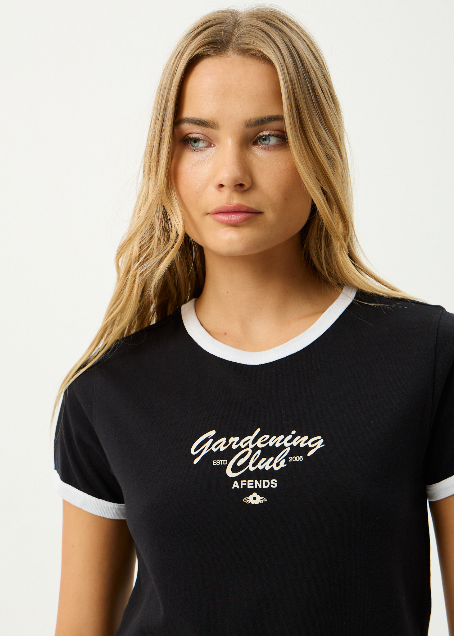 AFENDS Womens Gardening Club - Ringer Tee - Black