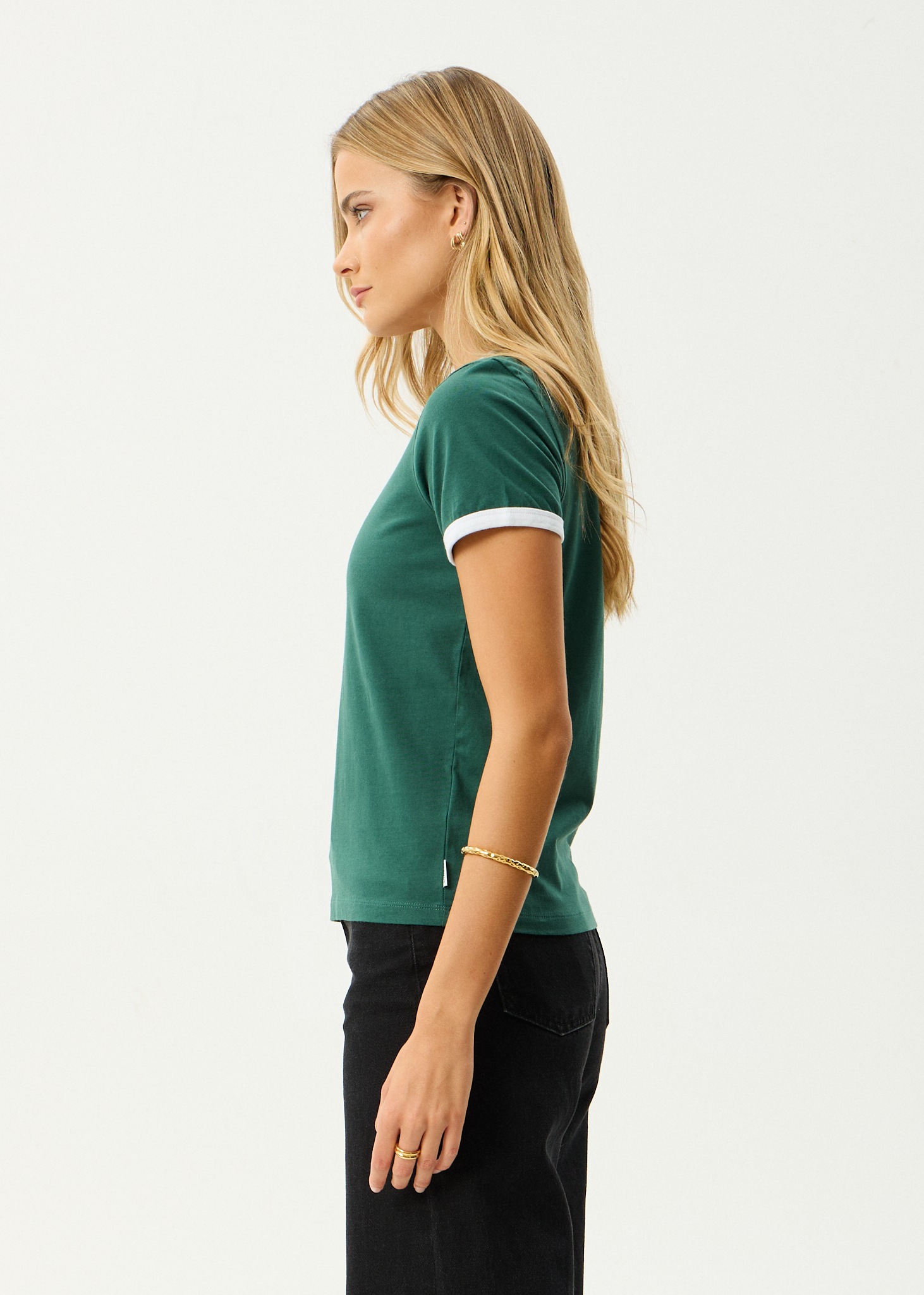 AFENDS Womens Gardening Club - Ringer Tee - Hunter Green