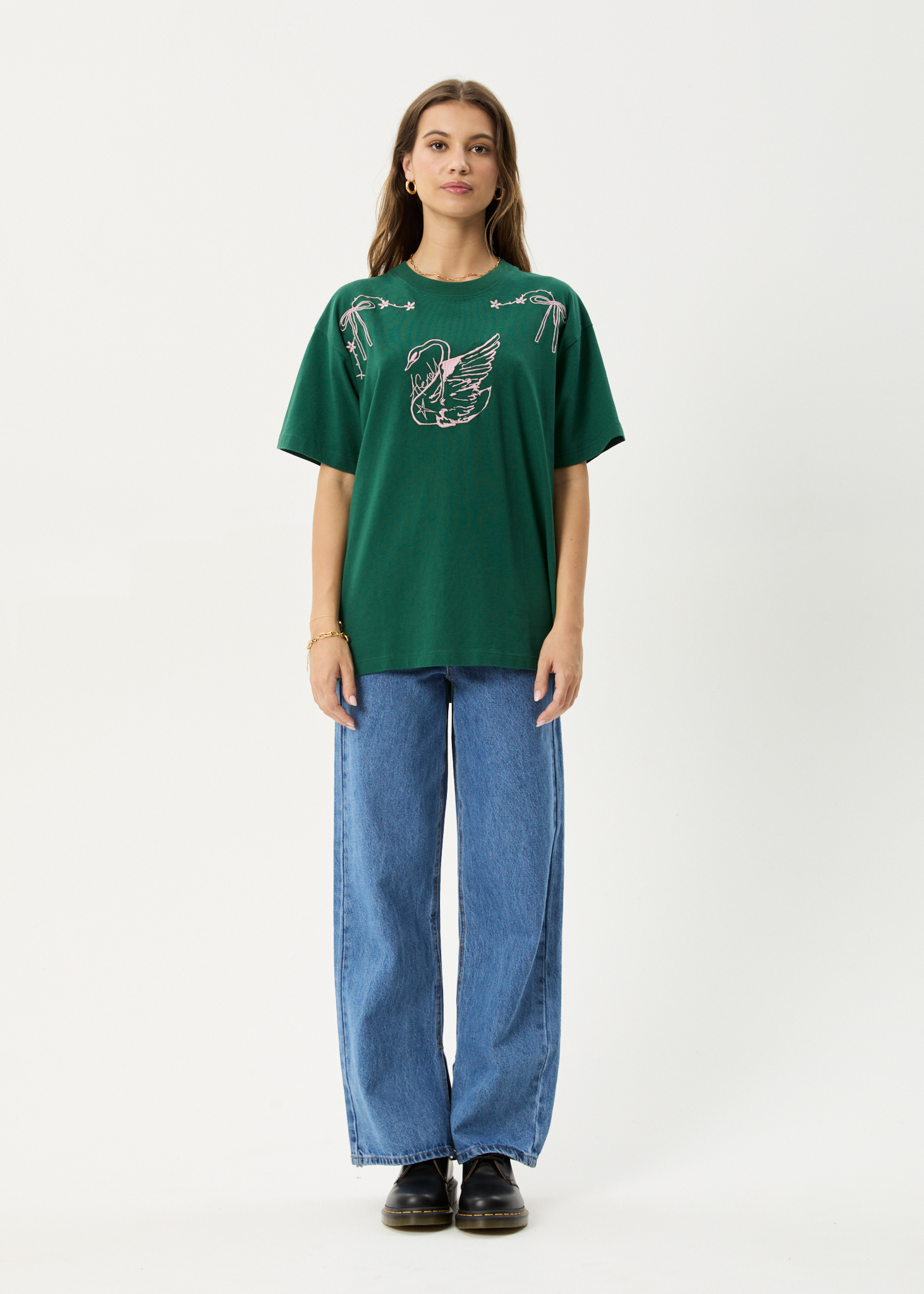 AFENDS Womens Cygnet - Oversized Tee - Hunter Green