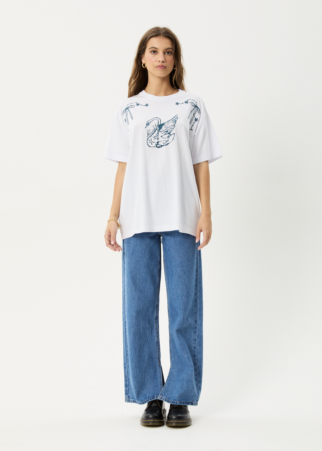 AFENDS Womens Cygnet - Oversized Tee - White