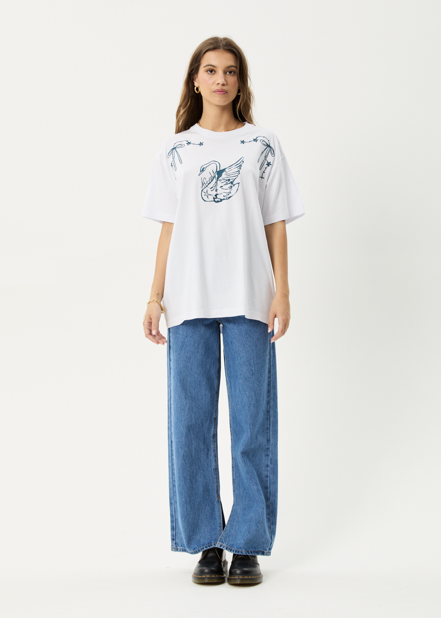AFENDS Womens Cygnet - Oversized Tee - White