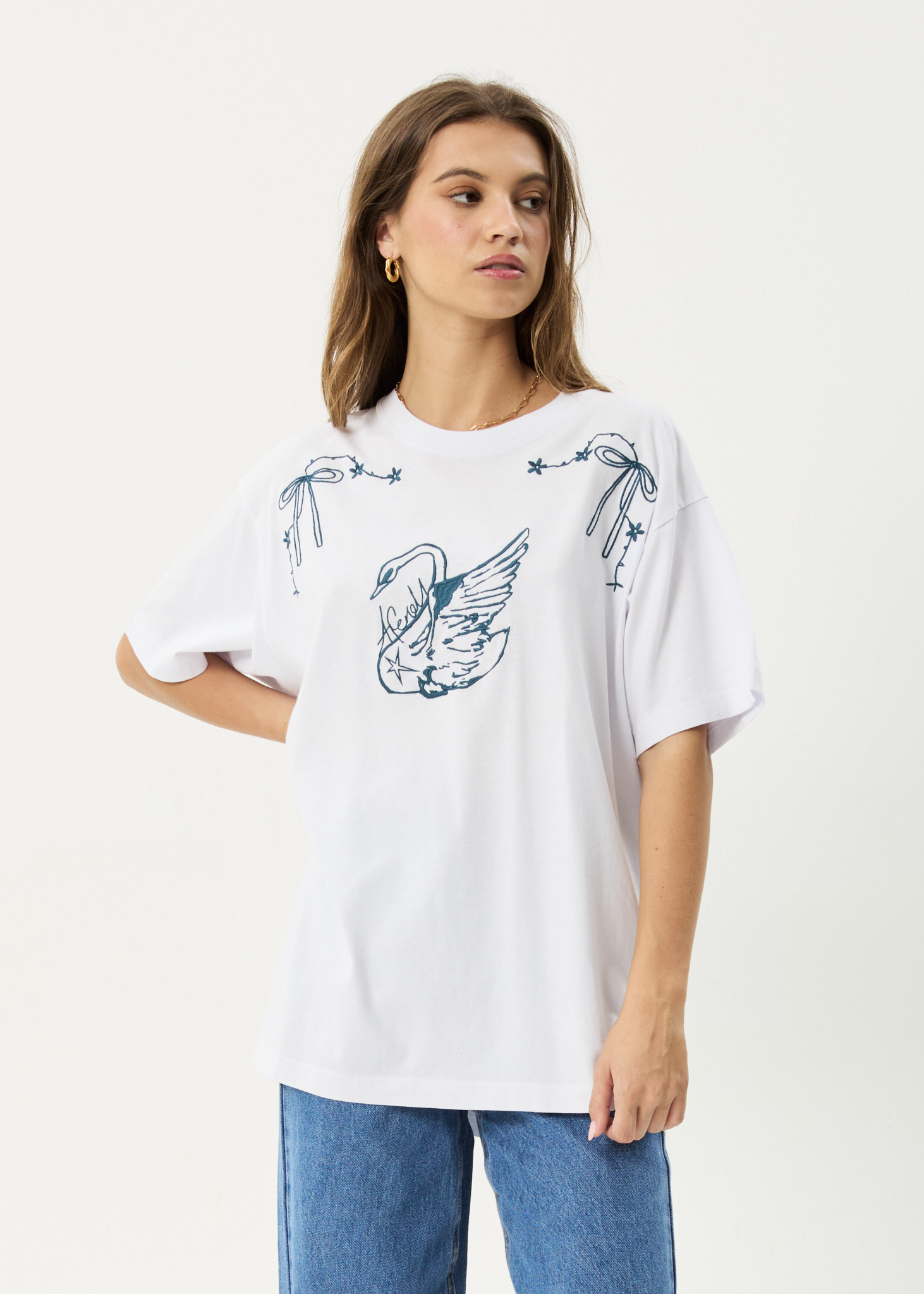 AFENDS Womens Cygnet - Oversized Tee - White