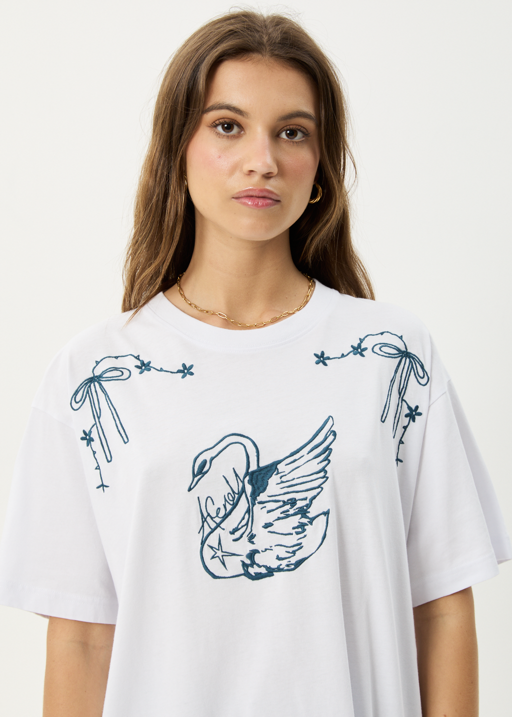 AFENDS Womens Cygnet - Oversized Tee - White