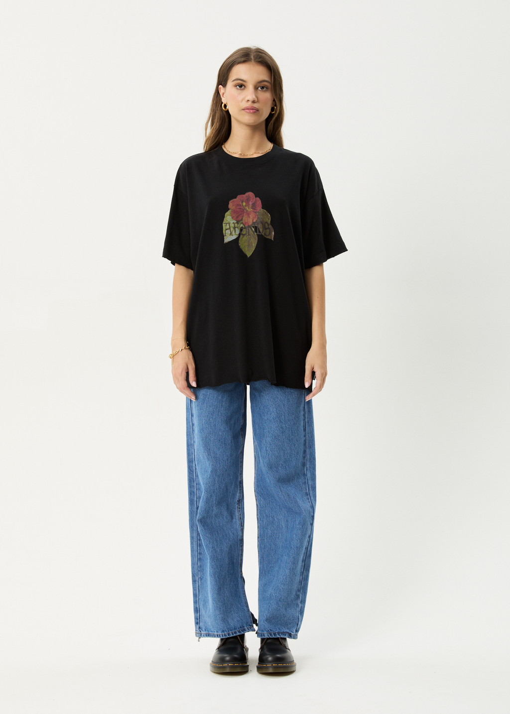 AFENDS Womens Wildflower - Oversized Tee - Black