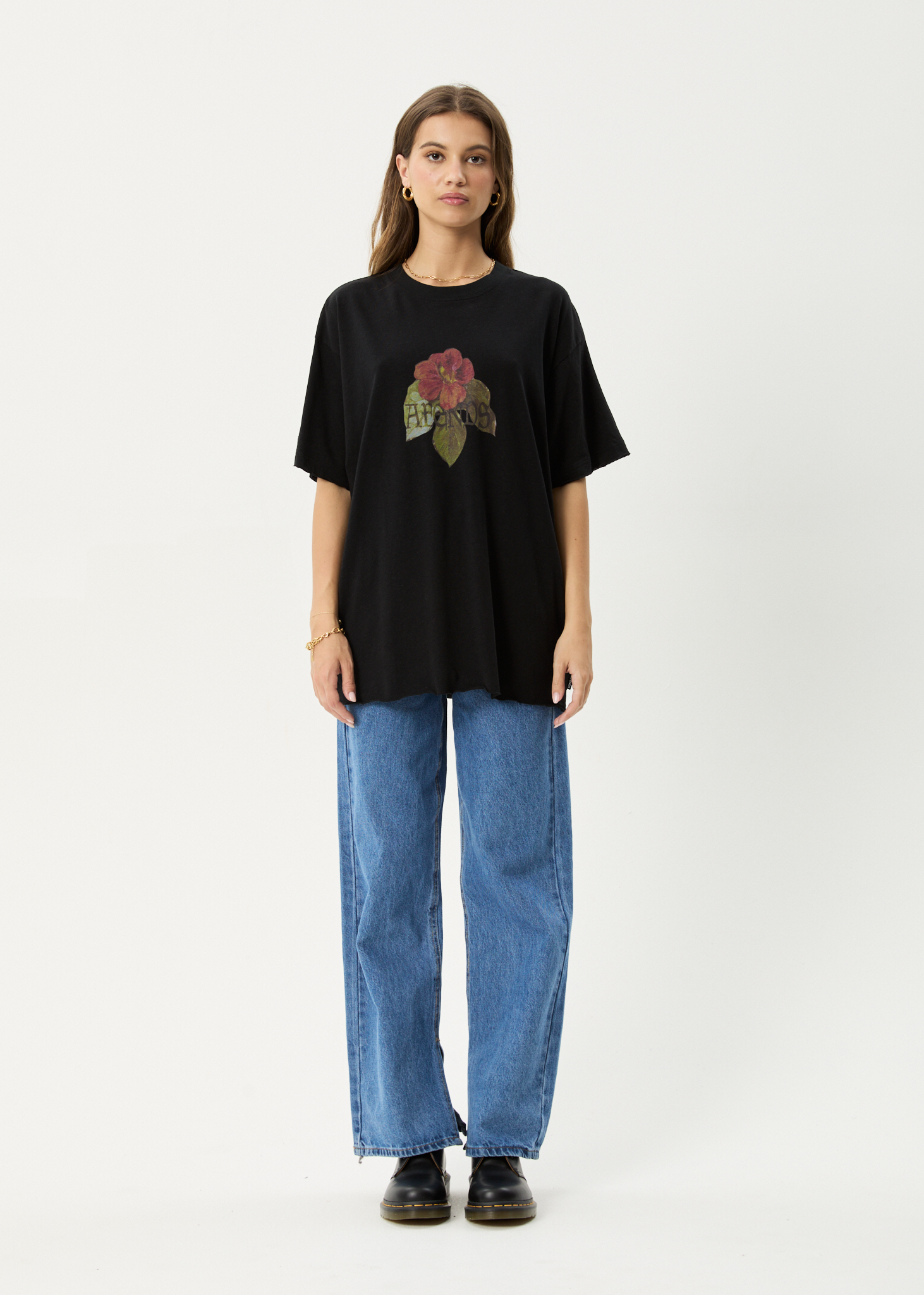 AFENDS Womens Wildflower - Oversized Tee - Black