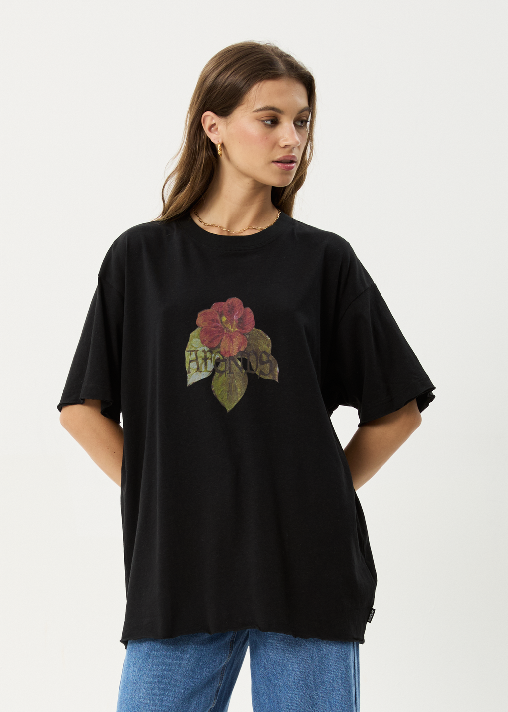 AFENDS Womens Wildflower - Oversized Tee - Black