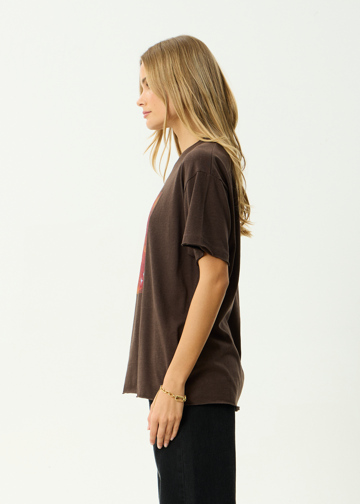 AFENDS Womens Dark Heaven - Hemp Oversized Tee - Coffee