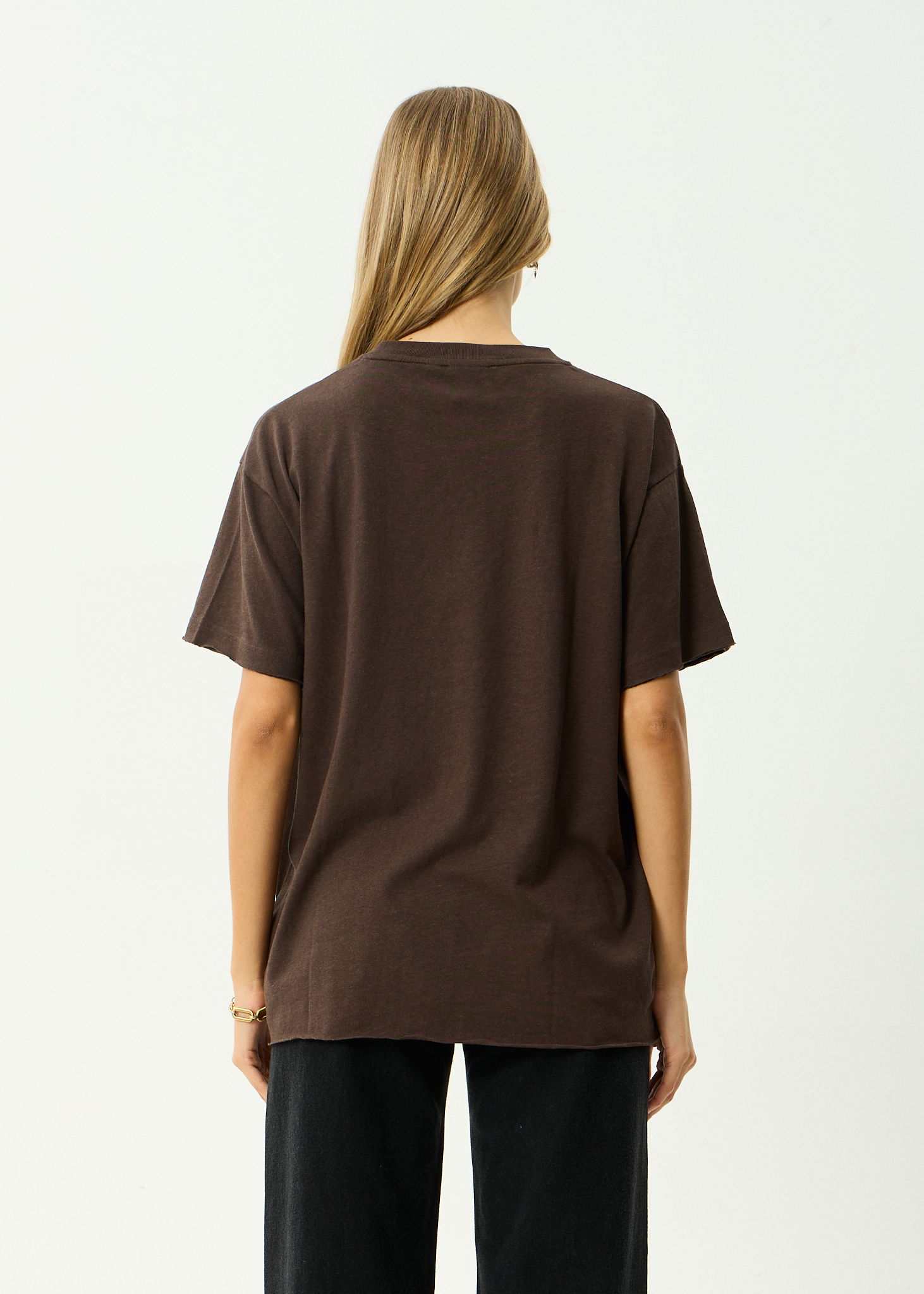 AFENDS Womens Dark Heaven - Hemp Oversized Tee - Coffee