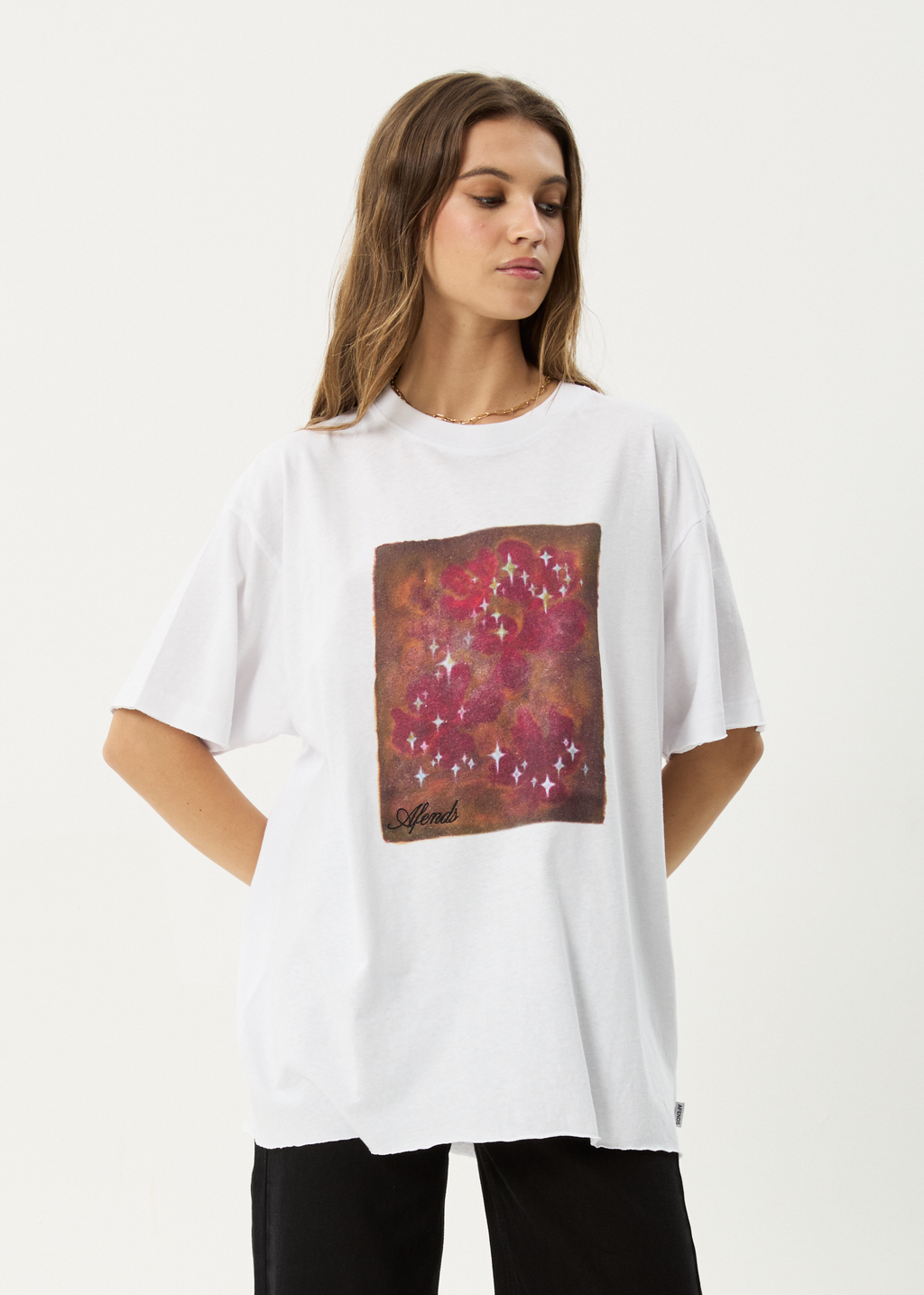 AFENDS Womens Dark Heaven - Oversized Tee - White